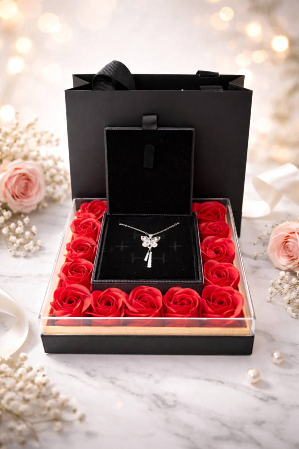 Özel Tasarım Solmayan Güllü Takı Seti