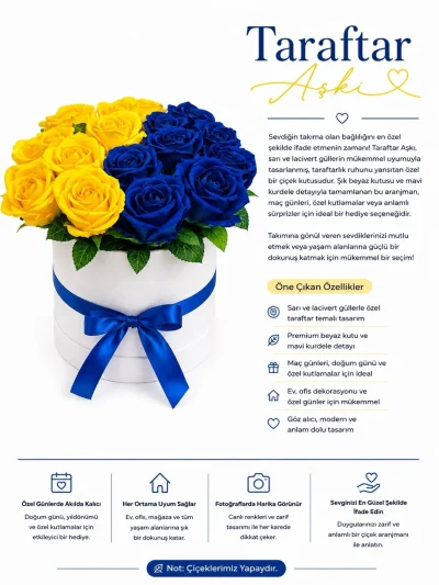 Yapay Çiçek Kutusu – Premium Tasarım | Taraftar Aşkı
