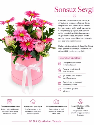 Yapay Çiçek Kutusu – Premium Tasarım | Sonsuz Sevgi