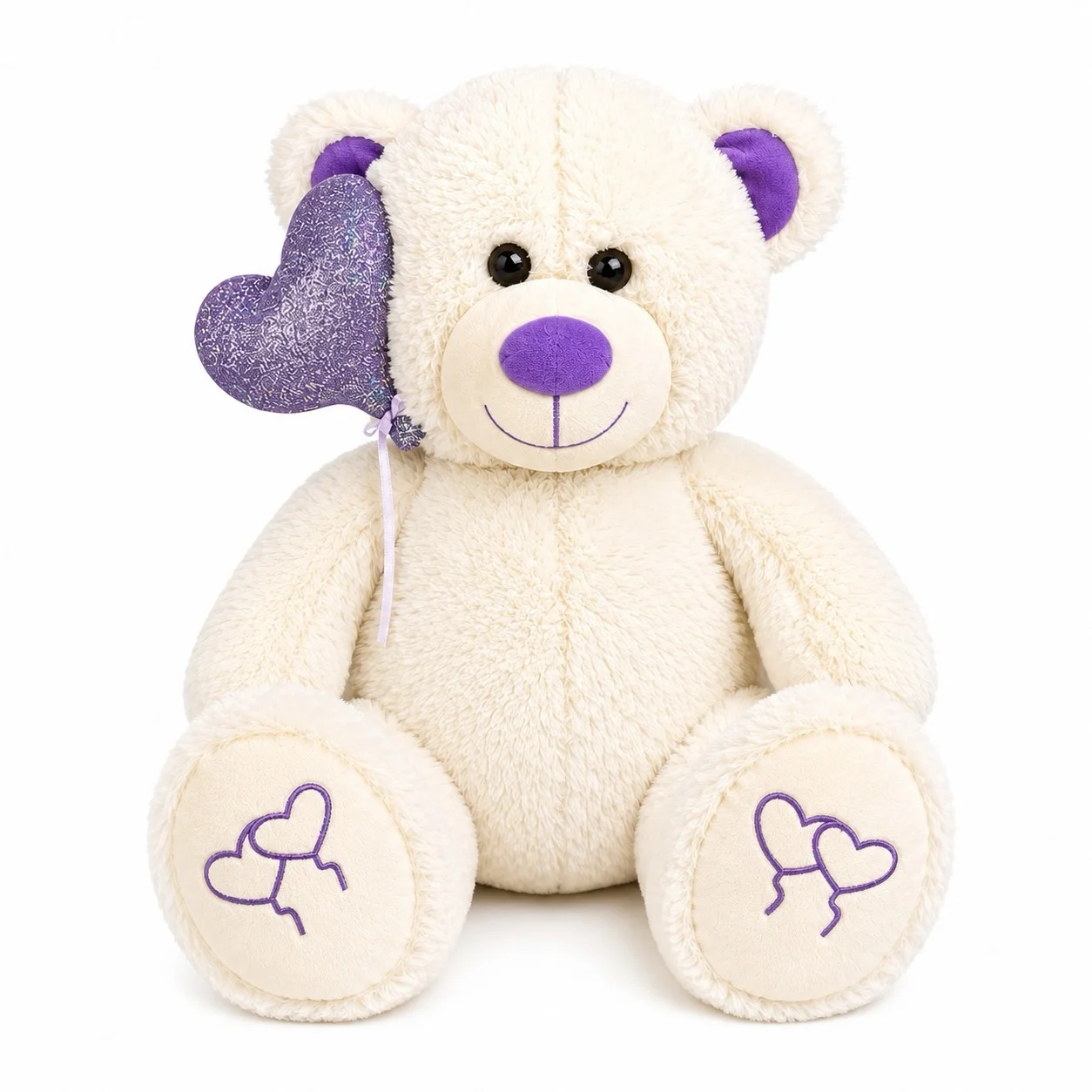 50 Cm Peluş Kalpli Balonlu Ayı Mor - Görsel 2