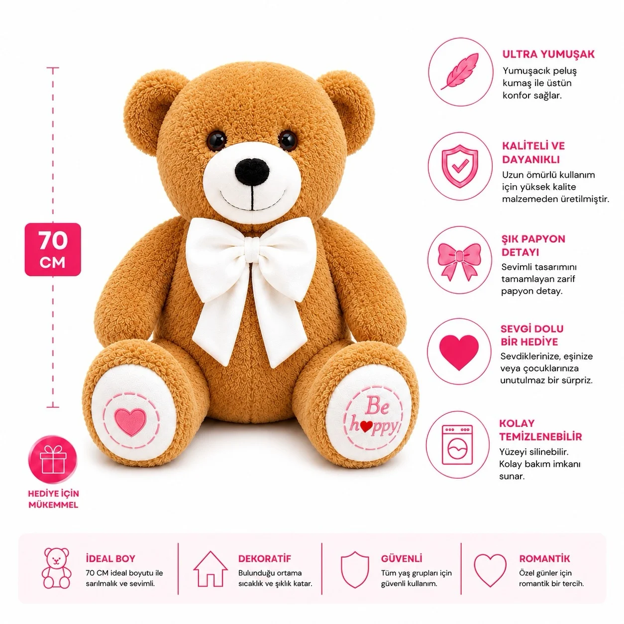 Kahverengi Peluş Evren Ayısı (70~80 cm)
