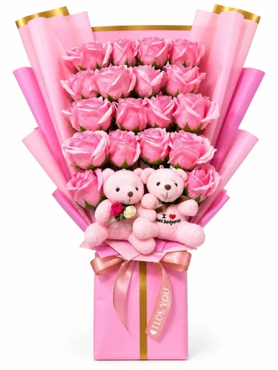 Pembe Rüya – Ayıcıklı Gül Buketi